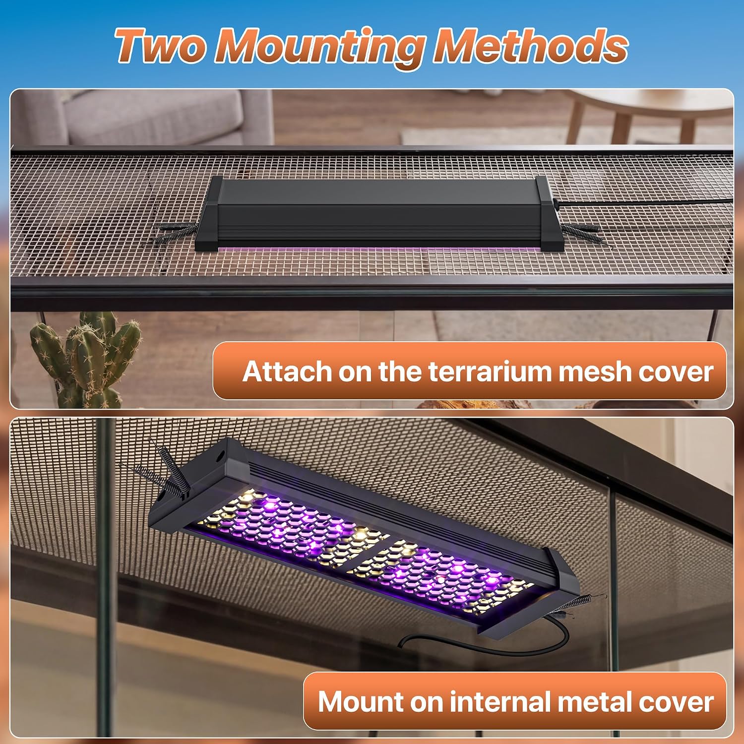 LED UVB Reptile Light with Timer & Dimmer (8.5inch) | 8W Full Spectrum UVA UVB Lamp with 3 Lighting Modes,5-Level Dimmable,4/8/12H Cycle Timer,for Bearded Dragon,Gecko,Tortoise thumbnail 3