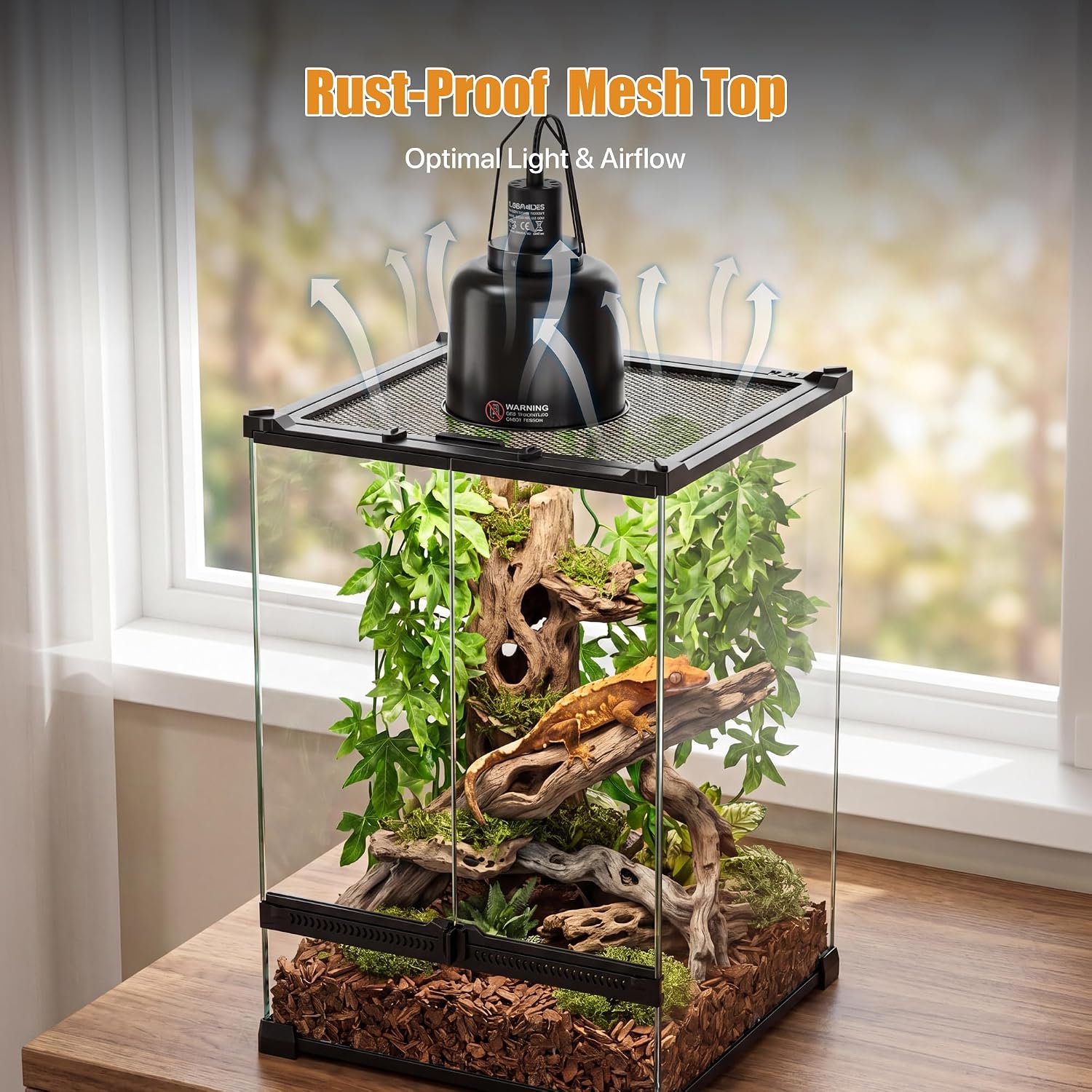 11 Gallon Fully Assembled Glass Reptile Enclosure,12"x 12" x 18" | Front Opening Tall Reptile Terrarium Tank for Crested Geckos, Tree Frogs & Other Arboreal Reptiles and Amphibians thumbnail 2