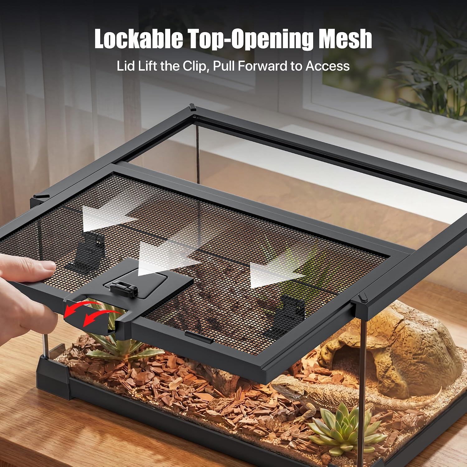 2.5 Gallon Fully Assembled Glas Reptile Enclosure with 8W Dimming LED UVA UVB Reptile Light thumbnail 5