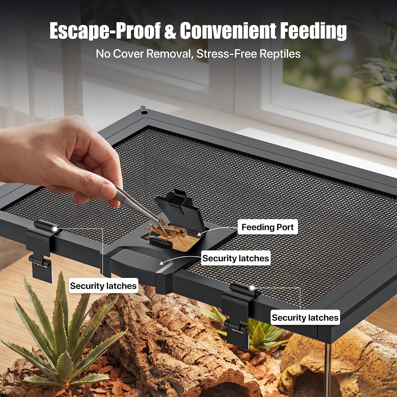 15 Gallon Fully Assembled Glass Reptile Enclosure, 20" x 12" x 14" | Escape-Proof Top Opening Terrestrial Reptile Terrarium Tank for Leopard Geckos, Corn Snakes, Frogs & Hermit Crabs thumbnail 5